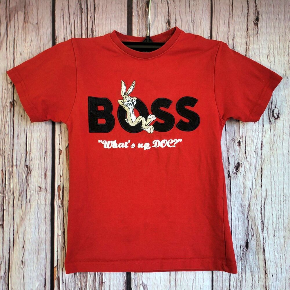 Hugo Boss Bugs Bunny Embroidered Kids 5/6 Year Old T-Shirt What's up Doc Cotton
